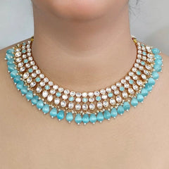 Gauhar Aqua Neckline Set