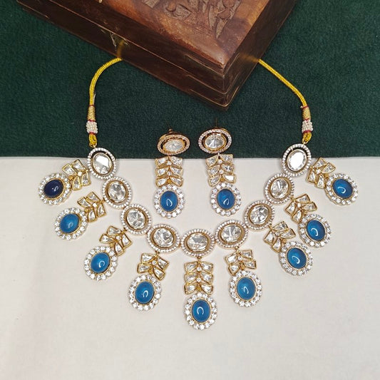 Anurima Royal Blue Polki Set