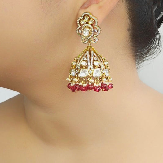 Swarnika Polki Jhumka (Emerald green)