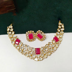 Carol Moissanite necklace set (Golden, Ruby Red)