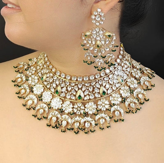 Pratiksha Polki Neckline Set (Green)