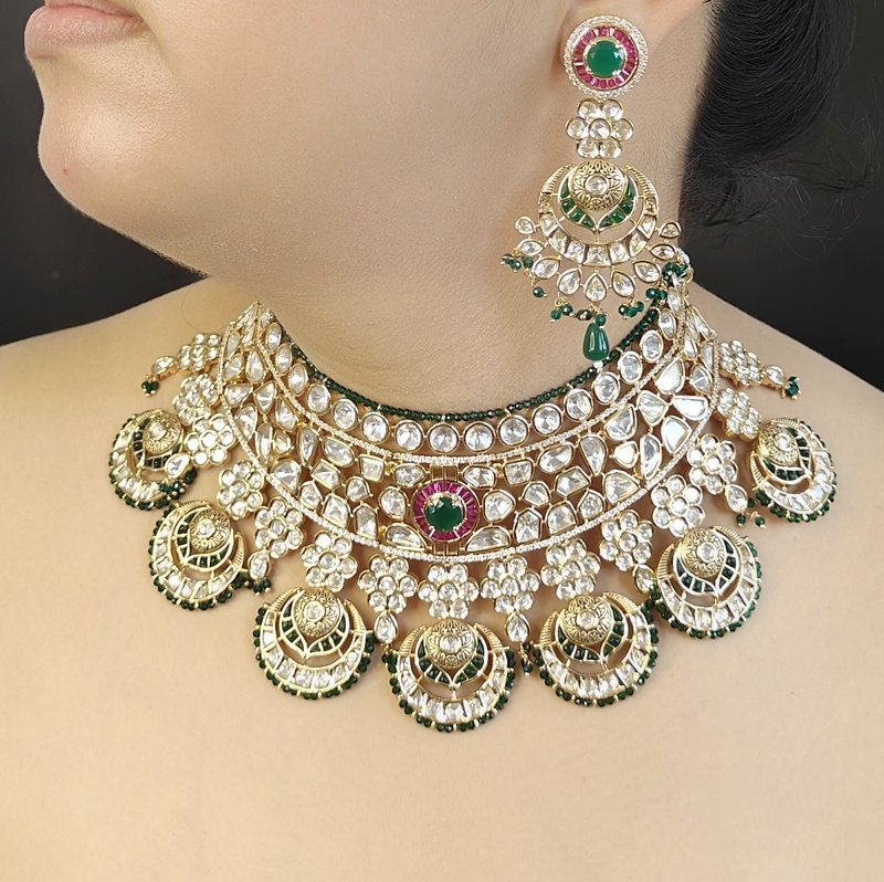 Raassa Green Polki Bridal Set