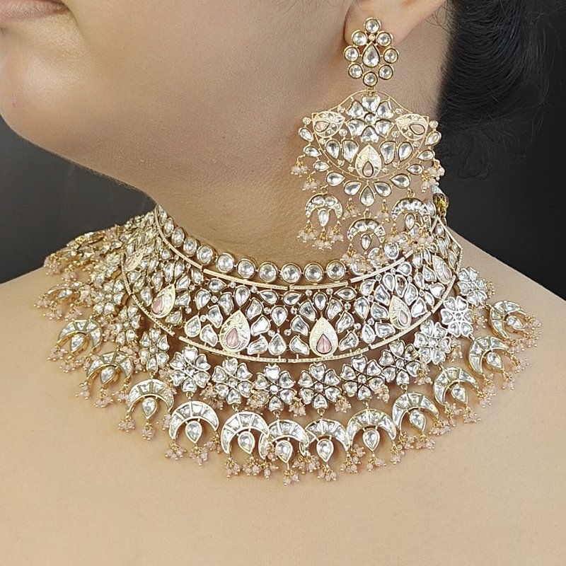 Pratiksha Polki Neckline Set (Pink)