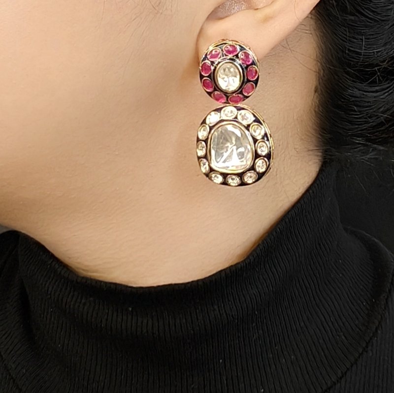 Amanat polki earrings {green}