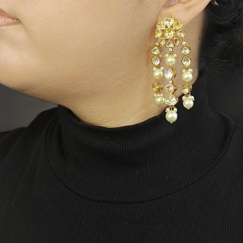 Beela Golden Polki Earrings