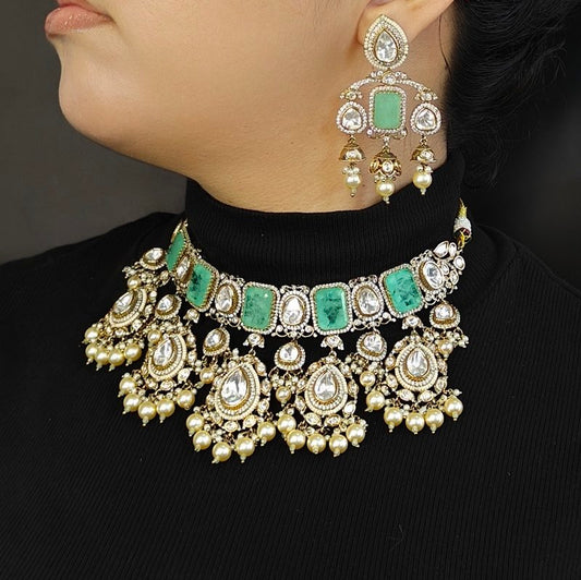 Kavya Polki Neckline set