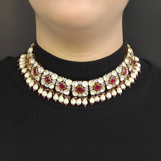 Devika Choker Set (ruby red)