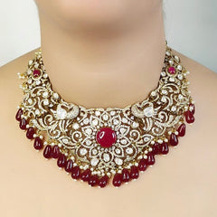 Aradhyaa Moissanite Ruby neckline set