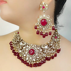 Aradhyaa Moissanite Ruby neckline set