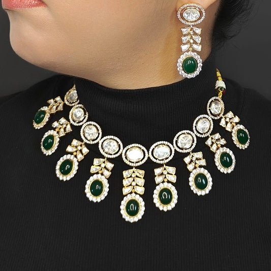 Anurima Green Polki Necklace Set