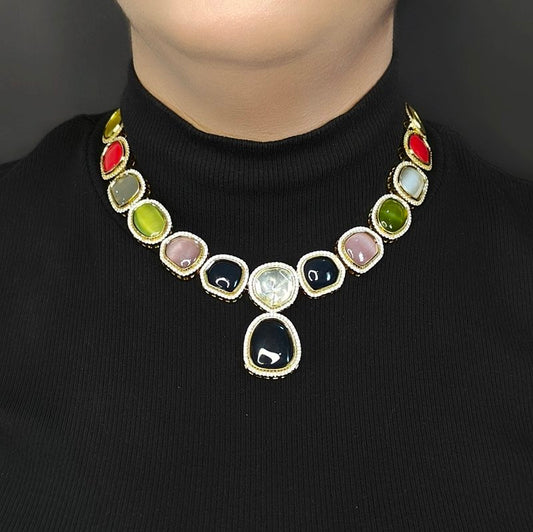 Rashi Multicoloured Polki Set