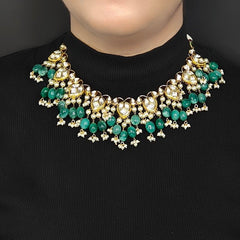 Aradhya Green Polki Necklace Set