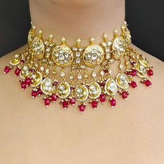 Aadal Maroon Polki Maangtikka