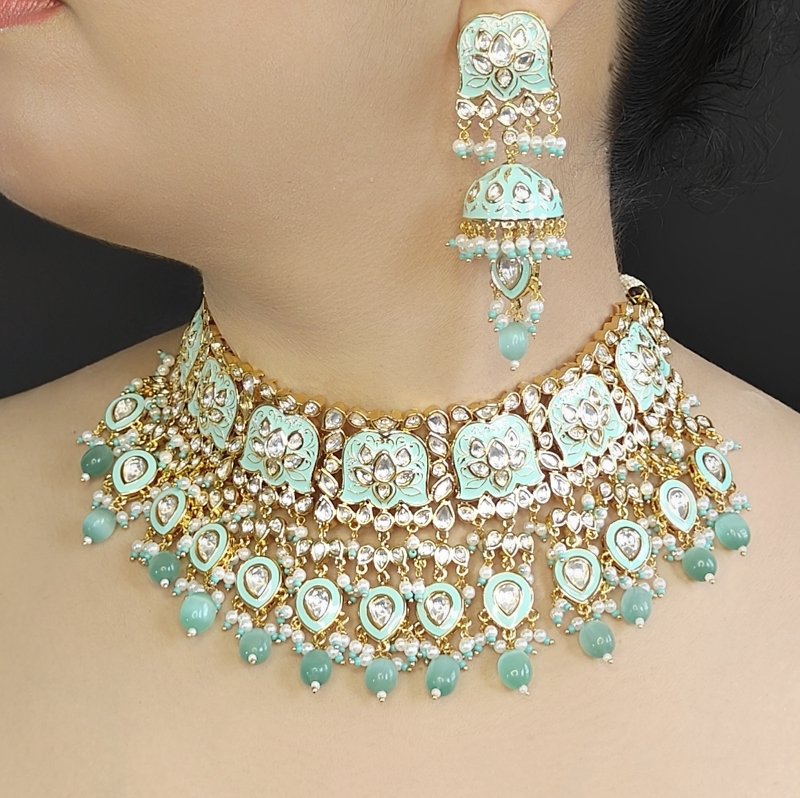 Poornima mint enameled set