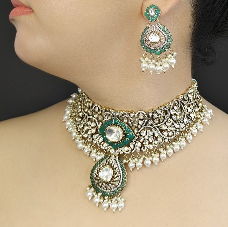 Bramhi polki neckline set