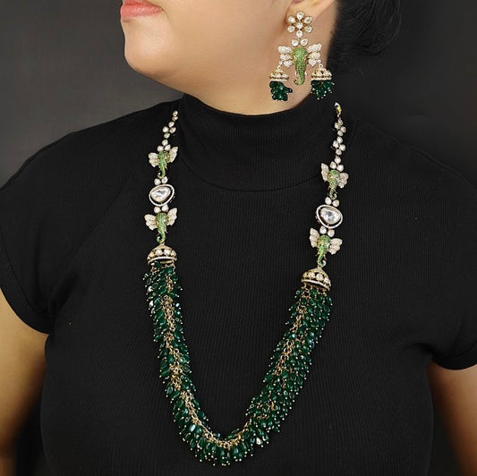 Gajanan fusion polki long set