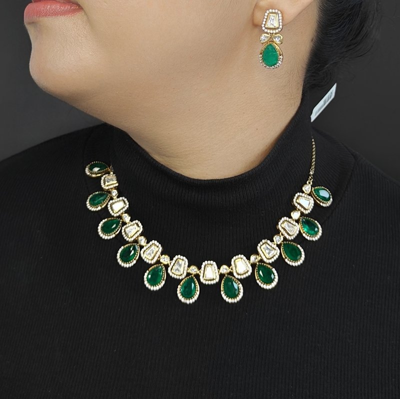 Meghna Polki Neckline set