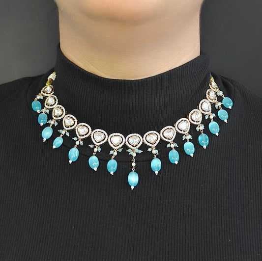 Azeen aqua Polki Set