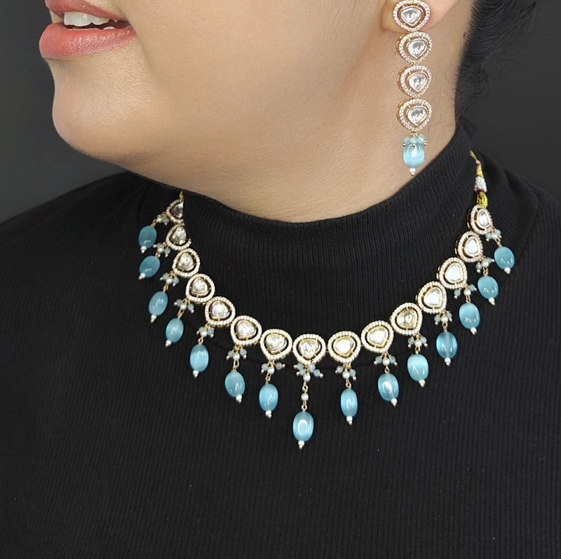 Azeen aqua Polki Set