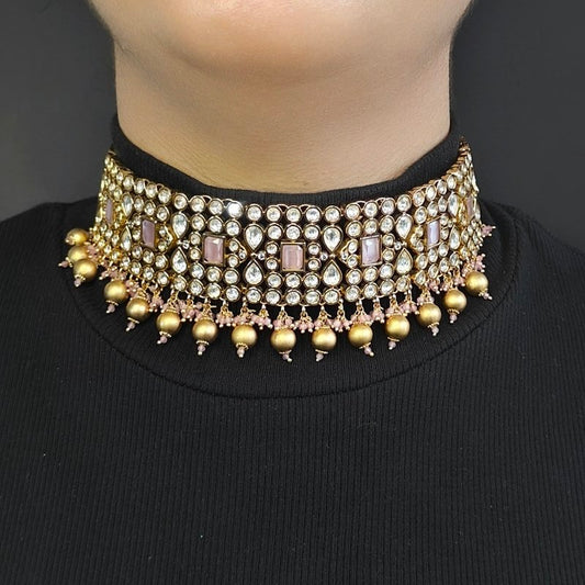 Ibadat Pink Polki Set