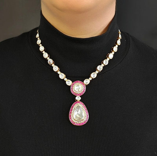 Aapsara Moissanite Polki Necklace set