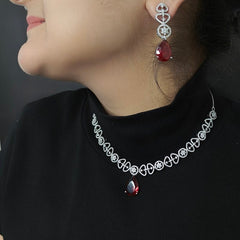 Charu AD Necklace Set (Blue)