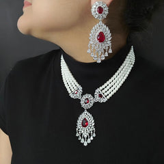 Revah Pendent Set (pearl, Ruby Red)
