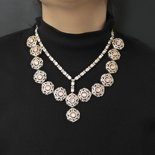 Sarah Pink Polki Necklace set