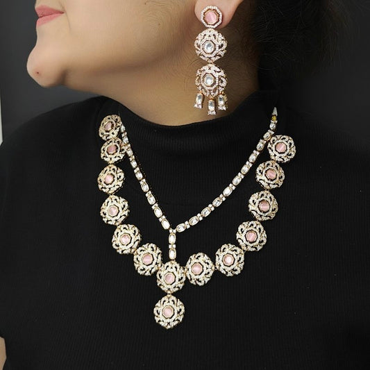 Sarah Pink Polki Necklace set