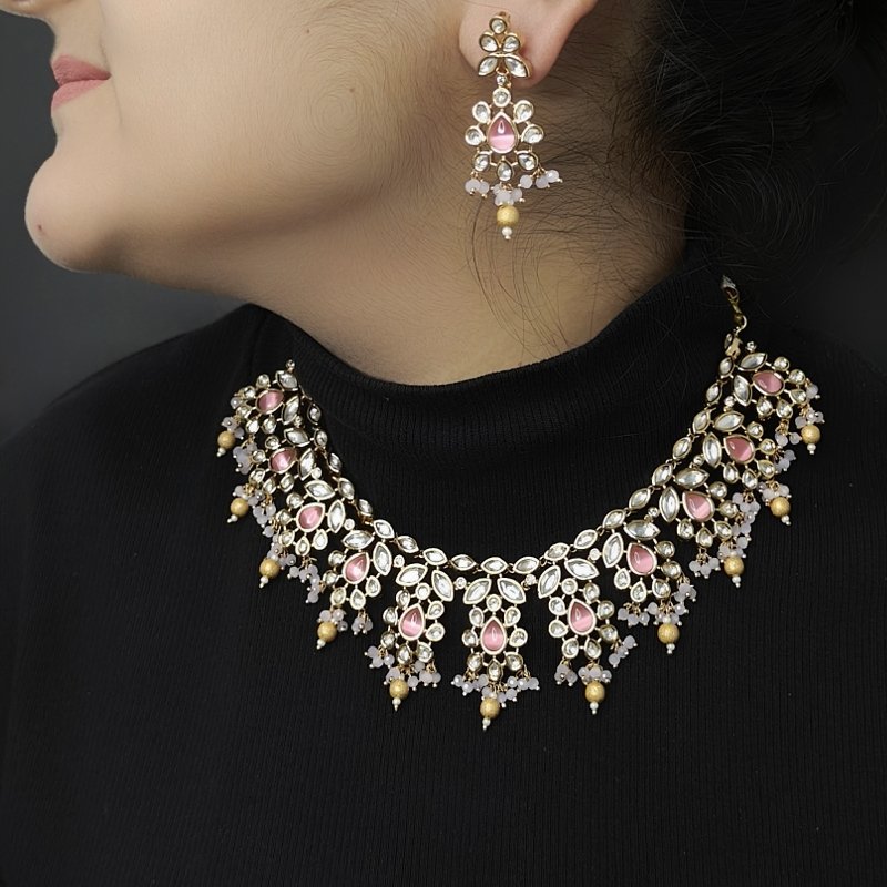 Hansika Pink Polki Set