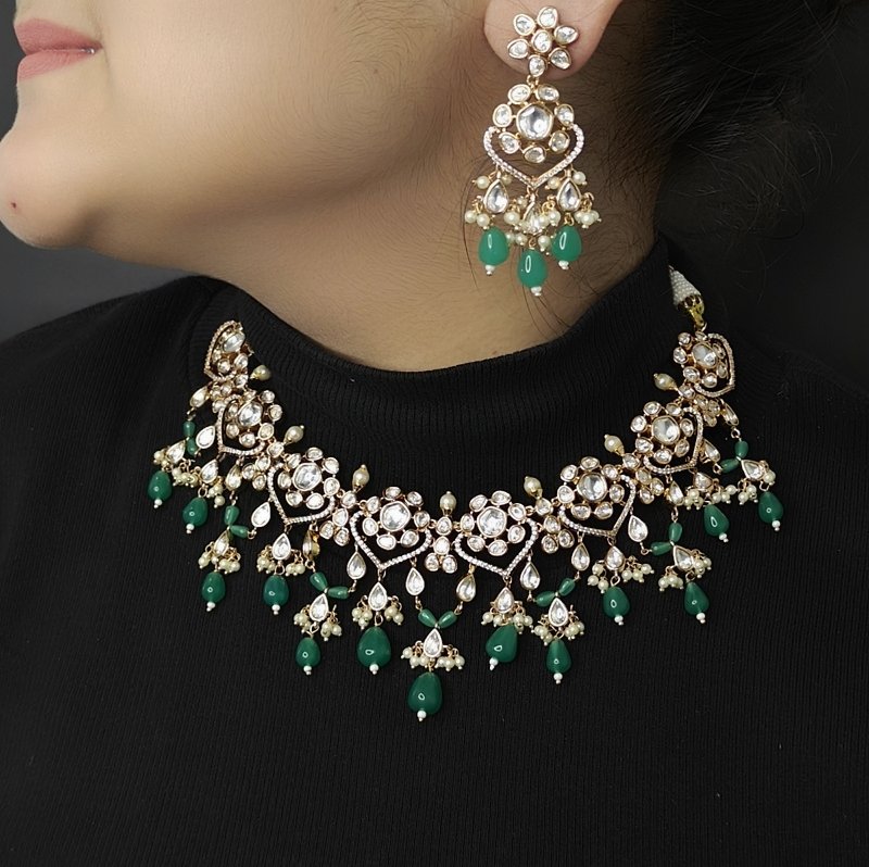 Sharmila emerald green set