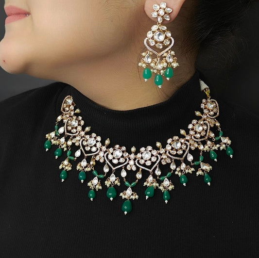 Sharmila emerald green set