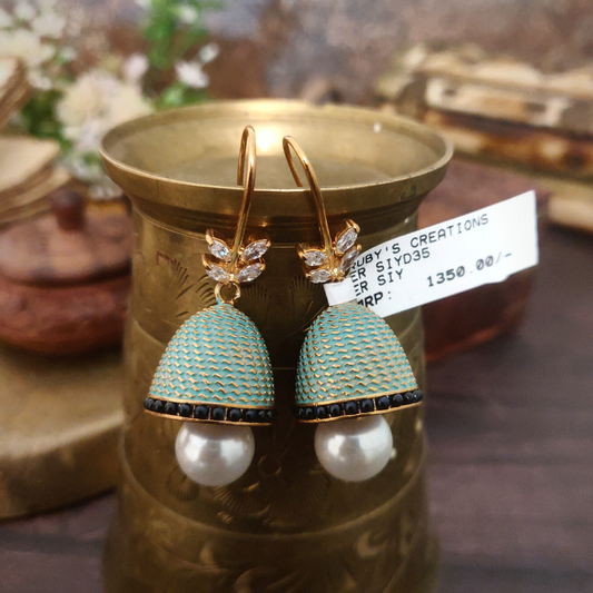 Amara Mint Enameled Jhumka