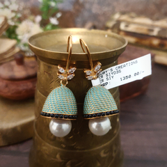 Amara Mint Enameled Jhumka