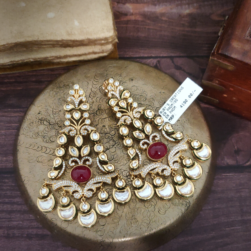 Ramada Kundan Earrings Maroon