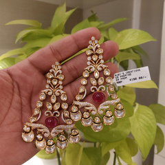 Ramada Kundan Earrings Maroon