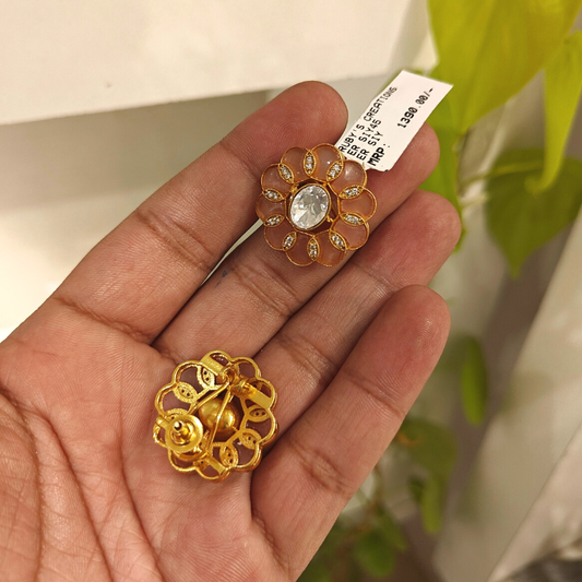 Padma Peach Polki Studs