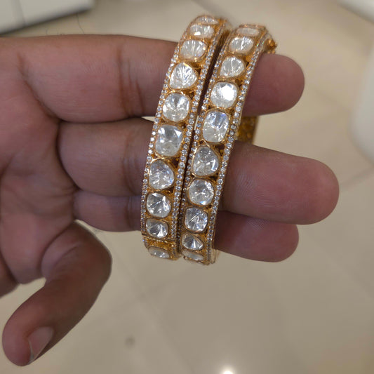 Rebecca hand set moissanite polki bangles