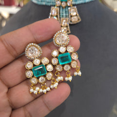 Firoza Mossanite Polki choker set