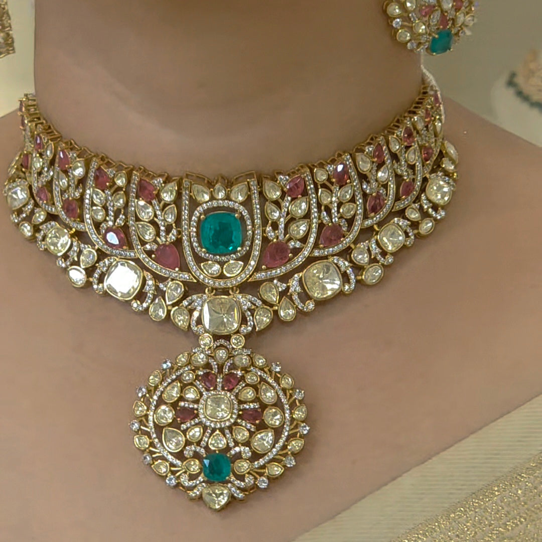 Aradhana Mossanite Polki bridal set