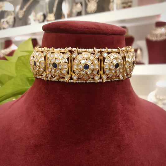 Ekiya Polki Choker Set (Blue, White)