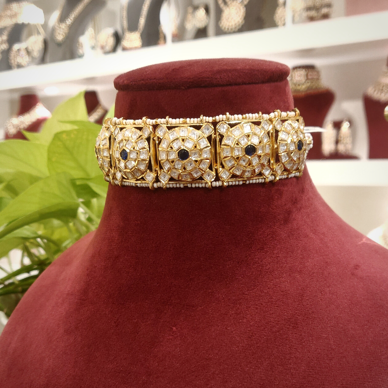 Ekiya Polki Choker Set (Blue, White)