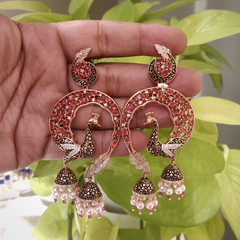 Peacock Black Enameled Earrings