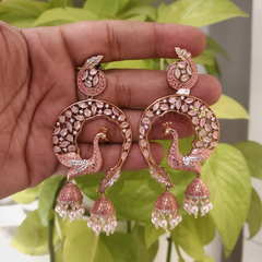 Peacock Pink Enameled Earrings