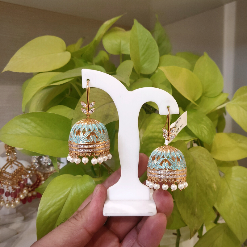 Sasha CZ Mint Enameled Jhumka