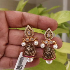 Trisha Black Enameled Jhumka