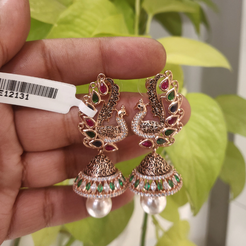 Morni Black Enameled Jhumka