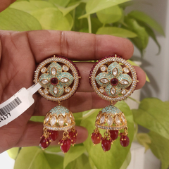 Limbani Mint Enameled Jhumka