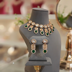 Anurima Green Polki Necklace Set