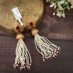 Elmina Red Polki jhumkas